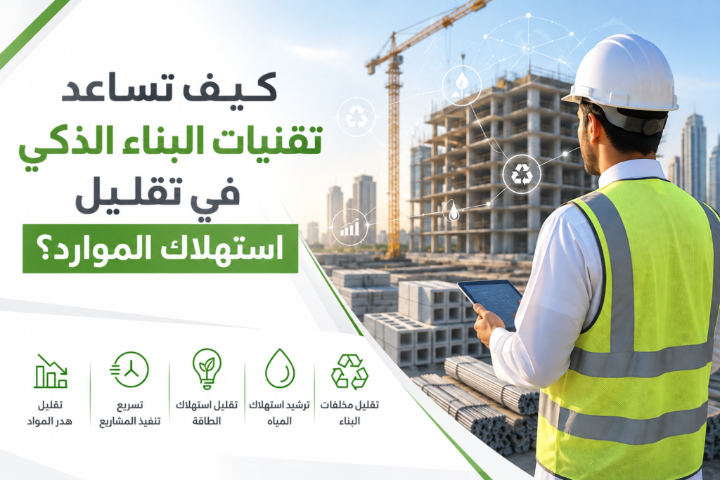 كيف تساعد تقنيات البناء الذكي في تقليل استهلاك الموارد؟ chatgpt image 13 سبتمبر 2026، 02 52 12 ص